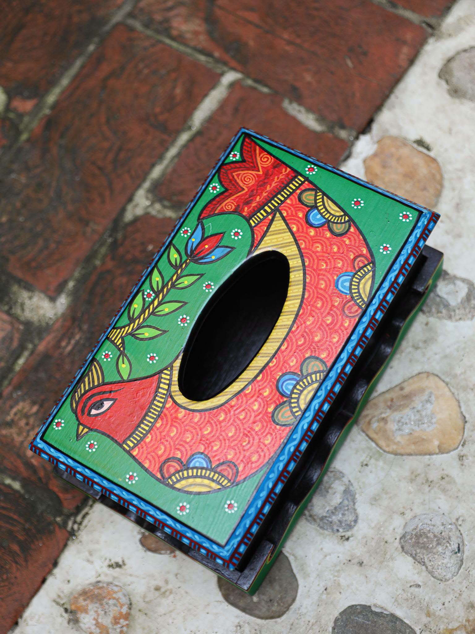 Painted Wooden Tissue Box