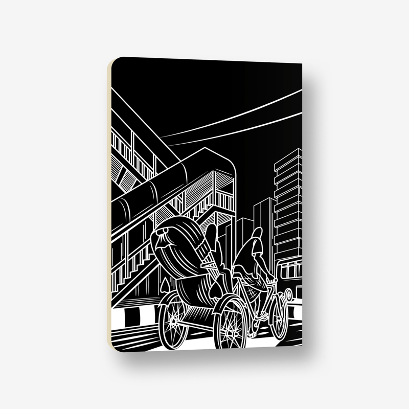 Dhaka (Line) Black Silver Cover Notebook (SN202309382)