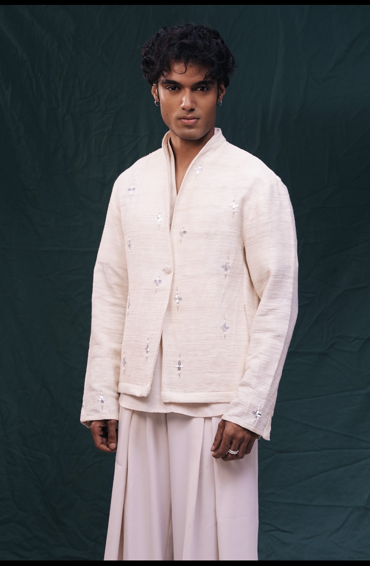 Khadi Blazer with metallic embellishment